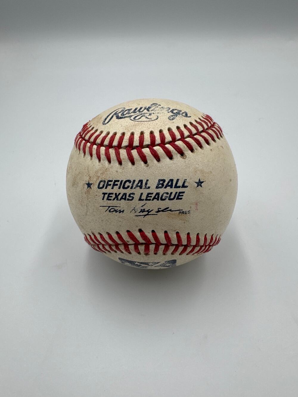 Vintage 90s Rawlings Official Texas League Baseball Tom Kayser Autograph Base